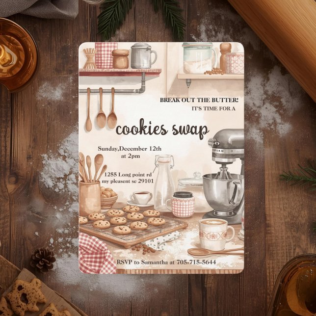 „Rustikaler Küchen-Cookie-Tausch“  Einladung (Von Creator hochgeladen)