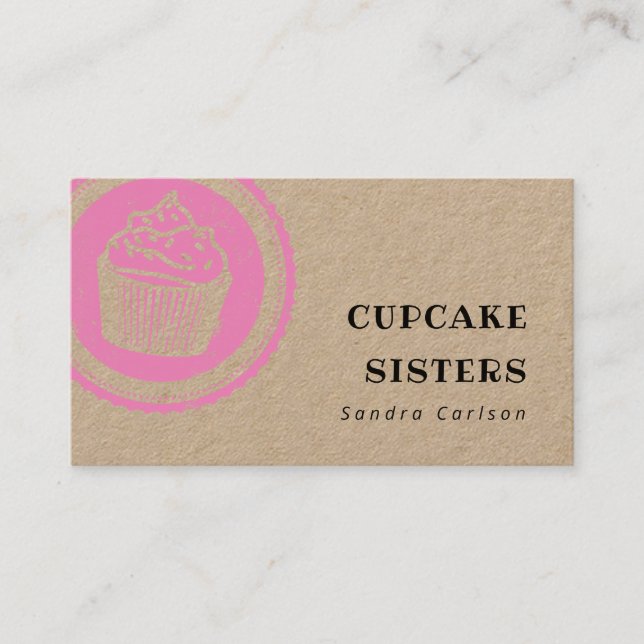 Rustikaler Kuchen-Pink-Logo Briefmarke Kraftskarte Visitenkarte (Vorderseite)