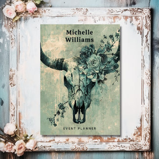 Rustikaler Kuh Skull Floral Boho Western Visitenkarte