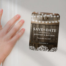 Rustikaler Kühlschrank für Hochzeiten Save the Dat