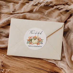 Rustikaler Kürbis-Familienname Thanksgiving Runder Aufkleber