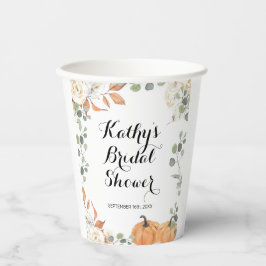 Rustikaler Kürbisfall in Liebe Boho Blumenpapierkä Pappbecher