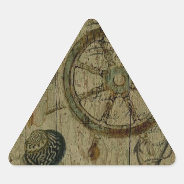 Rustikaler Küstennavigator gleicht Nautic Dreieckiger Aufkleber (Vorderseite)