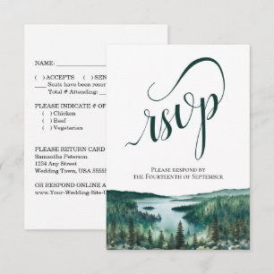 Rustikaler Lake-Tahoe-Hochzeit mit eleganter Schri RSVP Karte