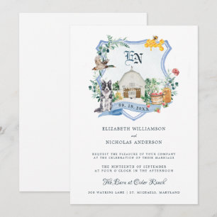 Rustikaler Landbetrieb Barn Wedding Wappen Einladung