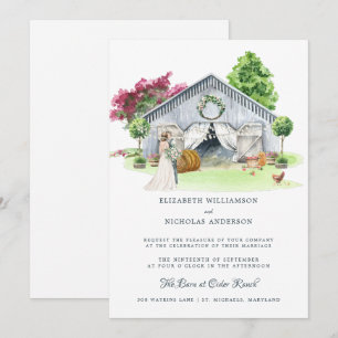 Rustikaler Landbetrieb   Elegante Barn Wedding Einladung