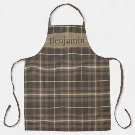 Rustikaler Landhaus-Karo-Tartan in Beige & Braun Schürze