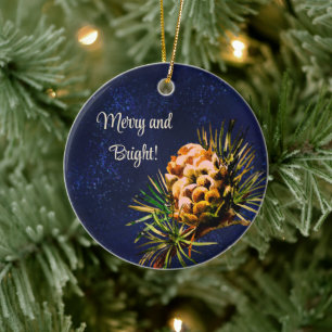 Rustikaler Lärchenkegel Keramik Ornament