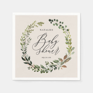 Rustikaler Laubkranz-Baby-Shower-Party Serviette