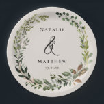 Rustikaler Laubkranz Herbst Winterhochzeit Party Pappteller<br><div class="desc">Rustikale Kranke Paare benennen das Design von Hochzeitsfeiern. Mit wunderschönem Aquarell,  weißen Blumen und Schrifthandeschreiben. Dieses moderne Design ist sicher,  den Stil für Ihr bevorstehendes Party Set.</div>
