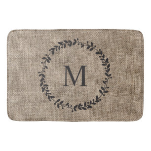Rustikaler Laurel Wreath Bauernhof Stil Mit Monogr Badematte