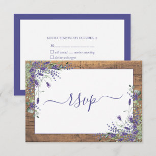 Rustikaler Lavendel Eukalyptus Script Wood UAWG RSVP Karte