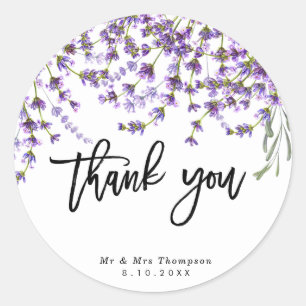 rustikaler Lavendel-Hochzeit-Danke-Aufkleber Runder Aufkleber