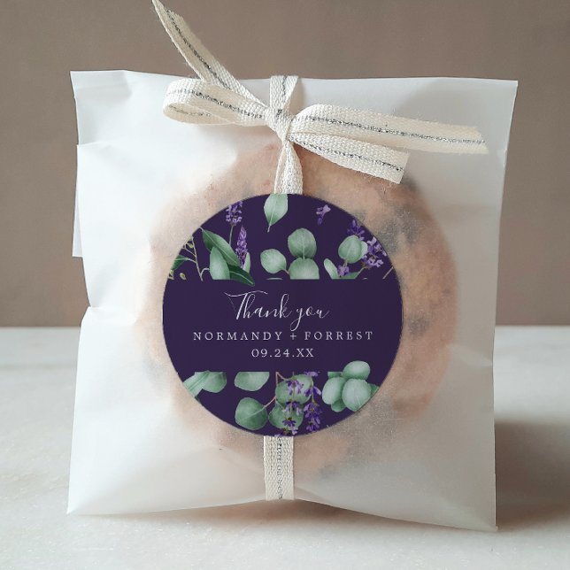 Rustikaler Lavendel | Lila Vielen Dank für Ihr Int Runder Aufkleber (Von Creator hochgeladen)