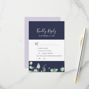 Rustikaler Lavendel   Navy Blue 2 Event RSVP Card Karte