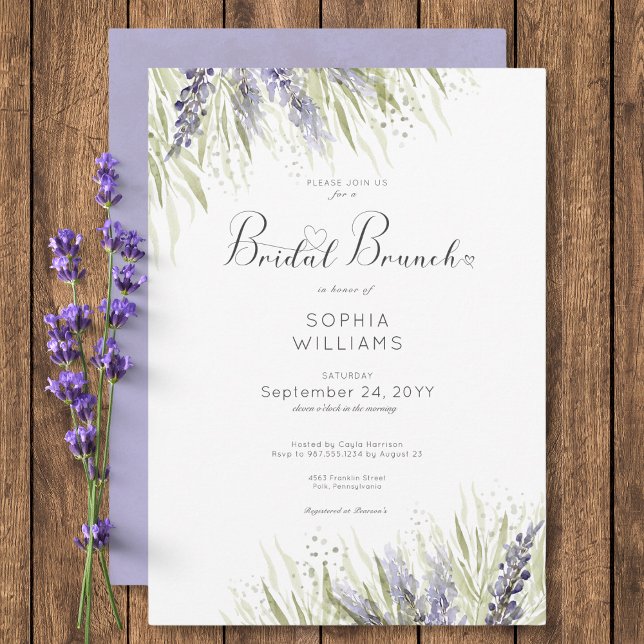 Rustikaler Lavendel & Sage Bridal Brunch Einladung (Rustic Lavender & Sage Bridal Brunch Invitation)