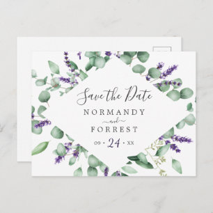 Rustikaler Lavendel Save the Date Postkarte