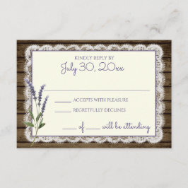 Rustikaler Lavendel und Hochzeitskarte RSVP Karte