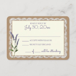 Rustikaler Lavendel und Hochzeitskarte RSVP Karte