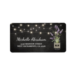 Rustikaler Lavender Mason Jar Lights Adressaufkleber