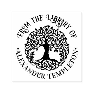 Rustikaler Leafy Tree mit Roots Rnd Library Book N Permastempel