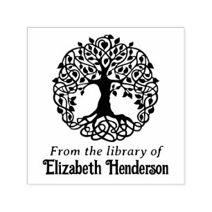Rustikaler Leafy Tree mit Roots SQ Bibliotheksname Permastempel