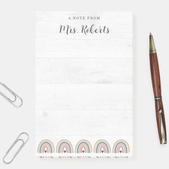 Rustikaler Lehrer Wertschätzung Boho Rainbow Post-it Klebezettel (Von Creator hochgeladen)
