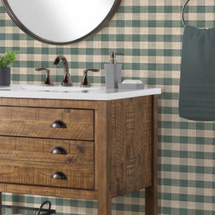 Rustikaler Leinen-Look Büffel-Karo Plaid Blau und Tapete