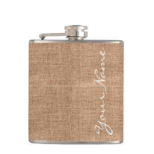 Rustikaler Leinwand-Druck personalisiert Flachmann