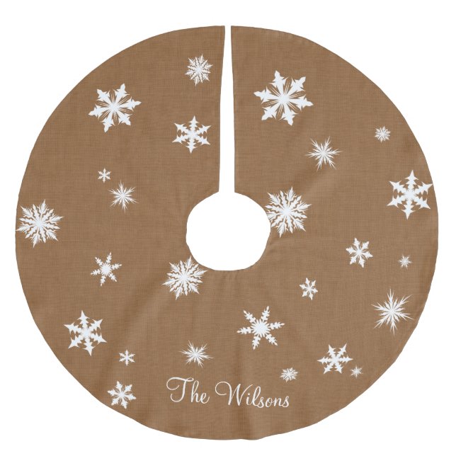 Rustikaler Leinwand-Stammbaum-Rock Polyester Weihnachtsbaumdecke (Vorderseite)