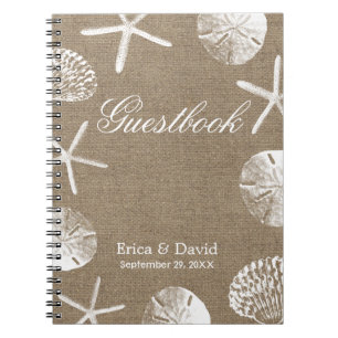 Rustikaler Leinwand-Strand-HochzeitGuestbook Notizblock