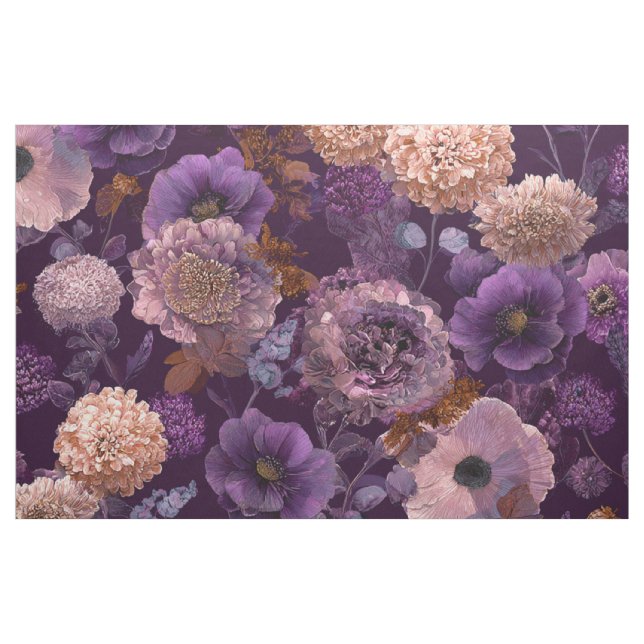 Rustikaler lila botanischer, fetter, vintage Blume Stoff (Yard (91,4 cm))