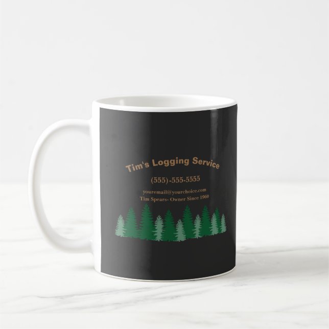 Rustikaler Logging Tree Cutting Company Service Kaffeetasse (Links)
