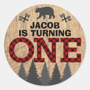 Rustikaler Lumberjack Buffalo Kariert erster Gebur Runder Aufkleber