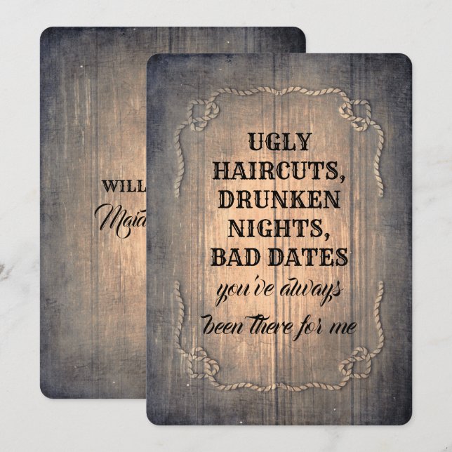 Rustikaler lustiger einladung (Vorne/Hinten)