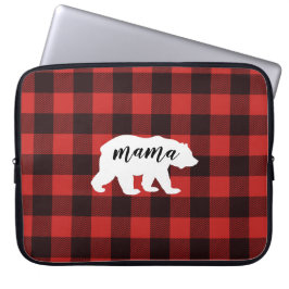 Rustikaler Mama Bear Red & Black Buffalo Kariert Laptopschutzhülle