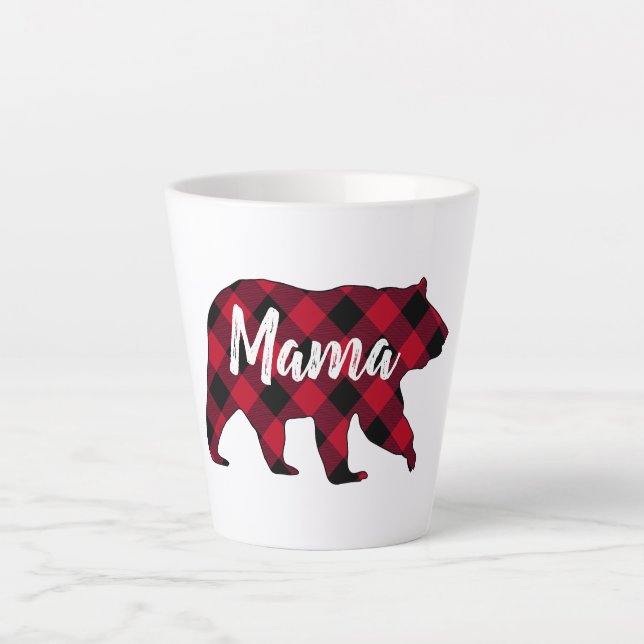 Rustikaler Mama Bear Red Buffalo Kariert Milchtasse (Vorderseite)