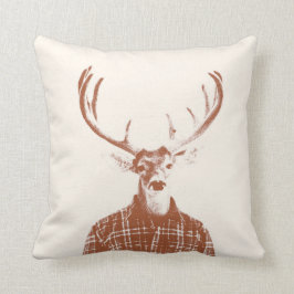 Rustikaler Mann Buck mit Antlern in Burnt Orange Kissen