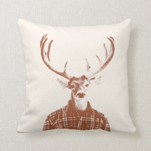 Rustikaler Mann Buck mit Antlern in Burnt Orange Kissen