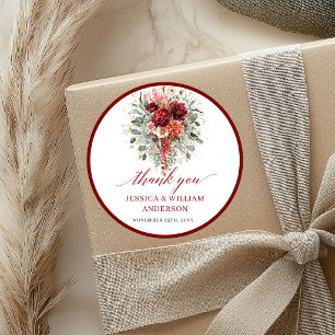 Rustikaler Marine-Rosa-Herbst-Blumen-Hochzeitsaufk Runder Aufkleber