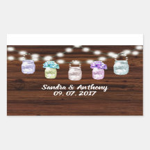 Rustikaler Mason Jar mit Lichtaufkleber