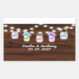 Rustikaler Mason Jar mit Lichtaufkleber Rechteckiger Aufkleber