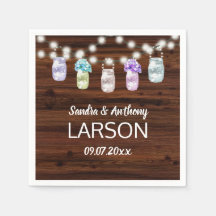 Rustikaler Mason Jar mit Lichtern Hochzeiten Napki