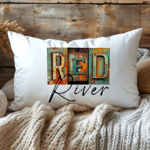 Rustikaler Metal Red River Louisiana Staat Lendenkissen