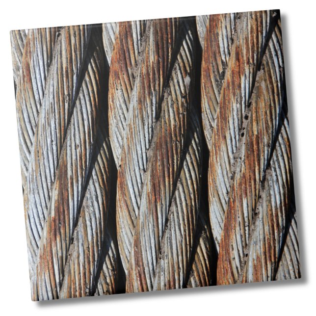 Rustikaler Metalltopf Fliese (Rustic Distressed Metal Cable Rope Beach Nautical Ceramic Tile)