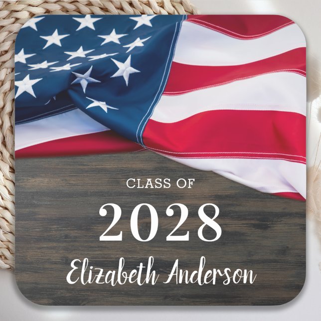 Rustikaler militärischer Abschluss - Patriotische  Rechteckiger Pappuntersetzer (Von Creator hochgeladen)