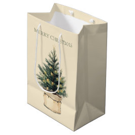 Rustikaler Minimaler Weihnachtsbaum Mittlere Geschenktüte