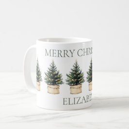 Rustikaler Minimaler Weihnachtsbaumurlaub Kaffeetasse