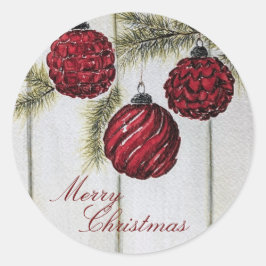 Rustikaler Minimalistischer Weihnachtsurlaub Runder Aufkleber