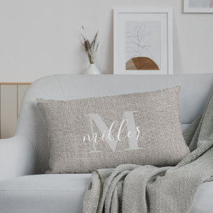 Rustikaler Mit Monogramm Familienname Lumbar Pillo Lendenkissen